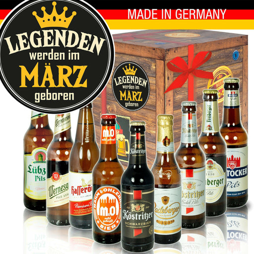 Legenden werden im März geboren - Geschenkbox "Ostbiere" 9er Set - Ossiladen I Ostprodukte Versand