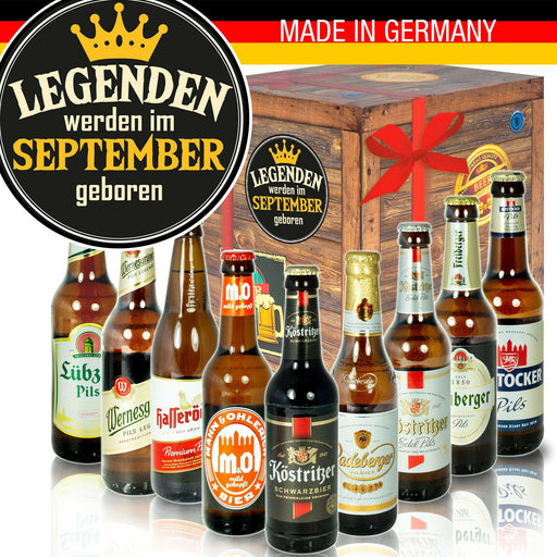 Legenden werden im September geboren - Geschenkbox "Ostbiere" 9er Set - Ossiladen I Ostprodukte Versand