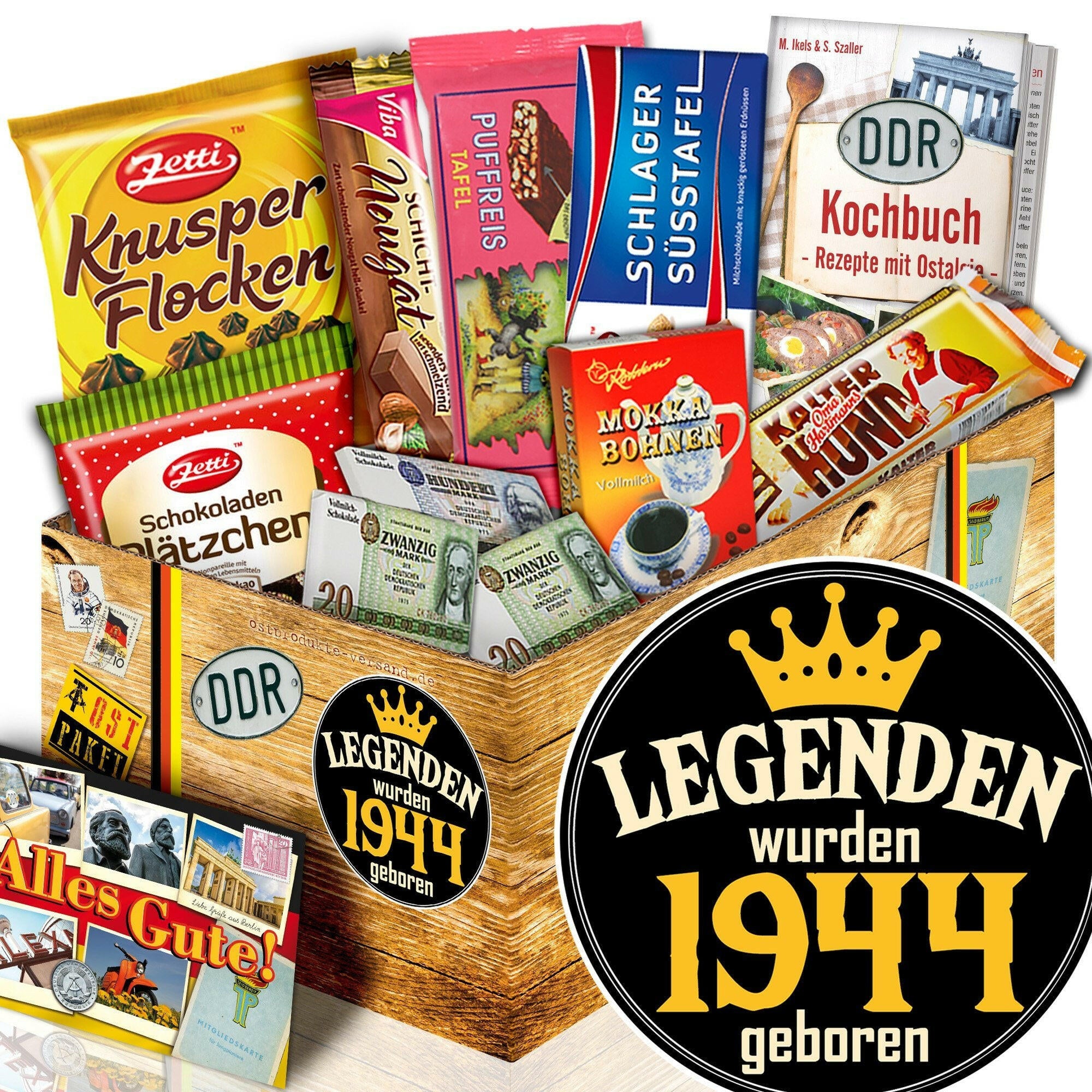 Legenden wurden 1944 geboren - Geschenkset Ostpaket "Schokoladenbox M" - Ossiladen I Ostprodukte Versand