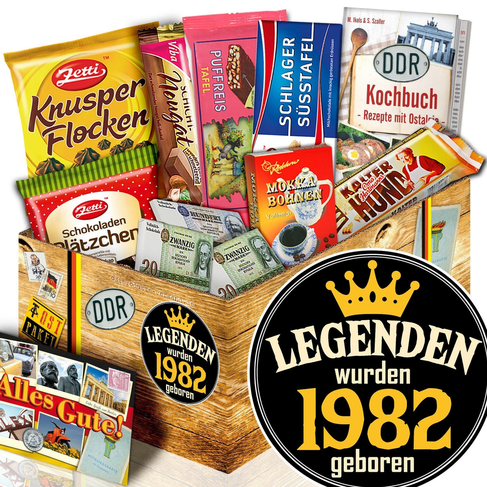 Legenden wurden 1982 geboren - Geschenkset Ostpaket "Schokoladenbox M" - Ossiladen I Ostprodukte Versand