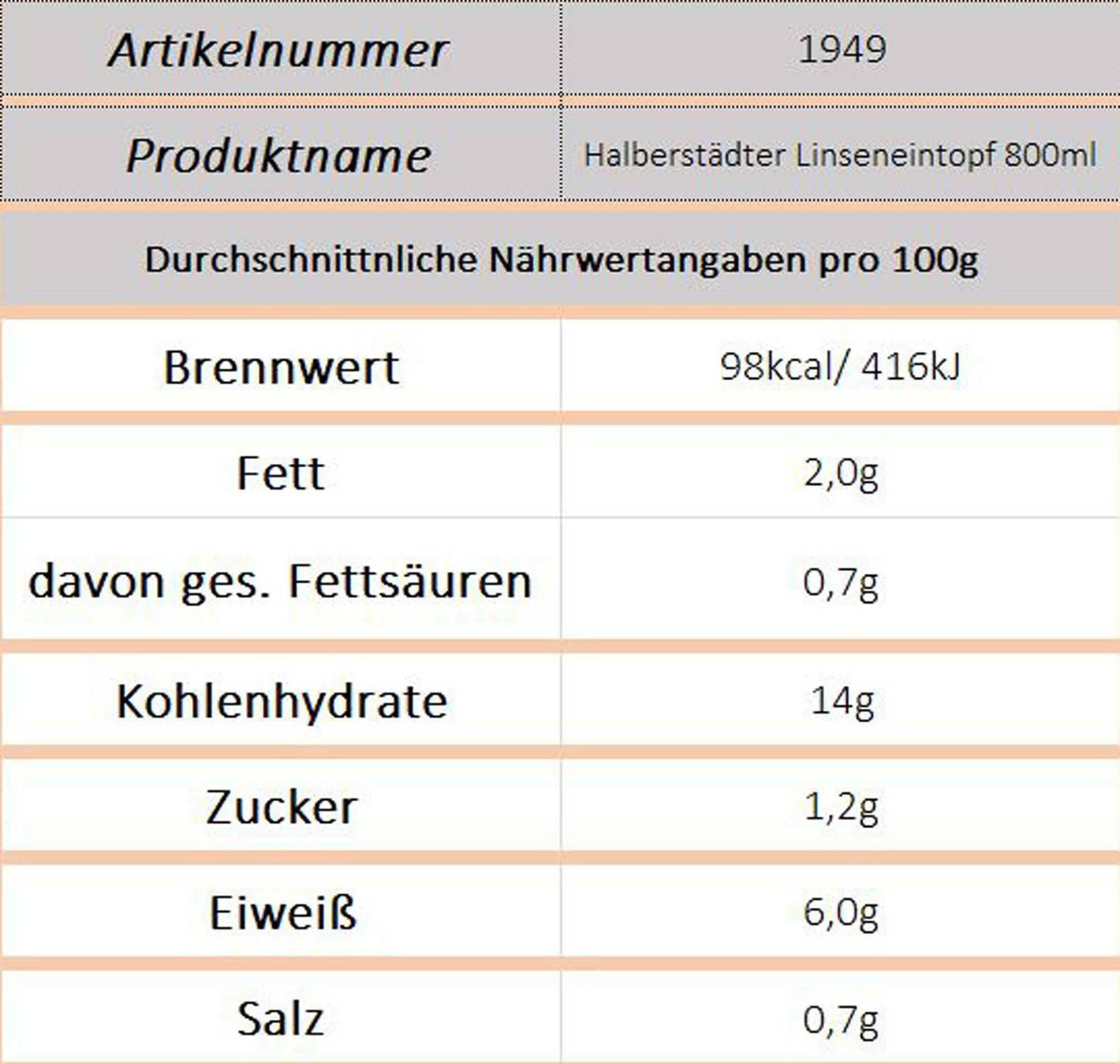 Linseneintopf (Halberstädter) - Ossiladen I Ostprodukte Versand