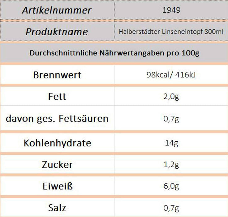 Linseneintopf (Halberstädter) - Ossiladen I Ostprodukte Versand