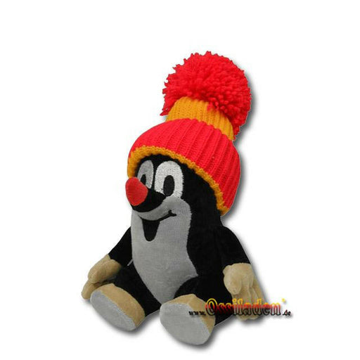 Maulwurf als Baby sitzend - mit roter Mütze