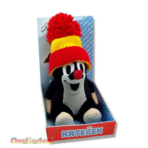 Maulwurf sitzend 12cm, Mütze Rot Gelb