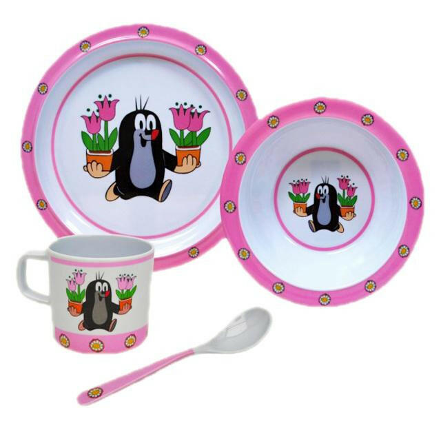 Melamin Kindergeschirr der kleine Maulwurf Rosa 4tlg