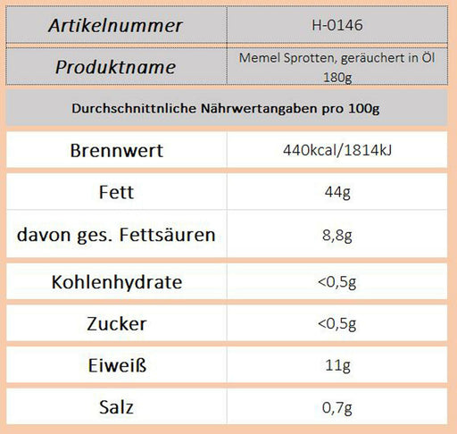 Memel Sprotten, geräuchert in Öl 180g