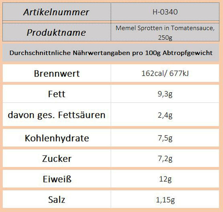 Memel Sprotten in Tomatensauce, 250g