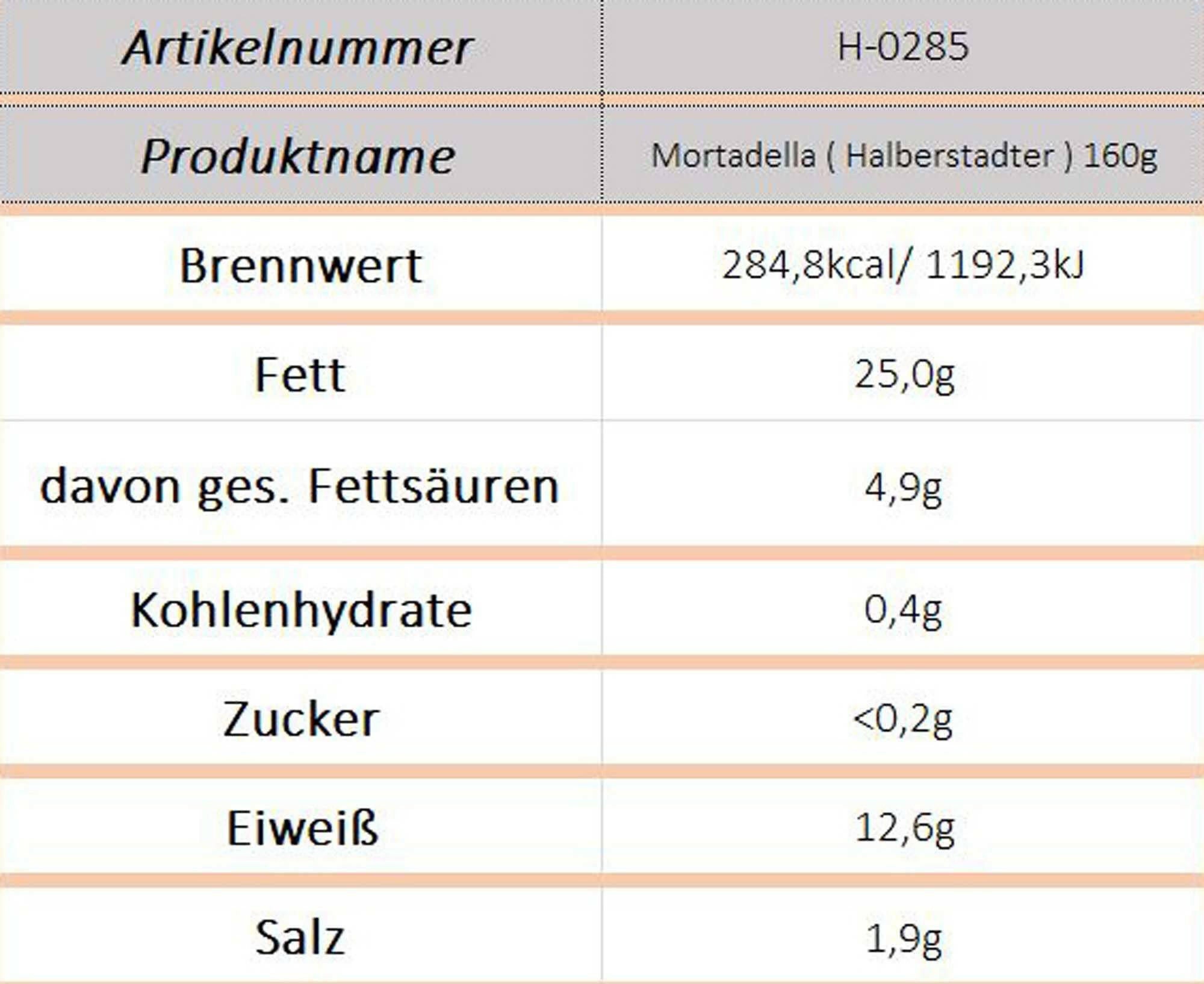 Mortadella ( Halberstadter ) 160g - Ossiladen I Ostprodukte Versand