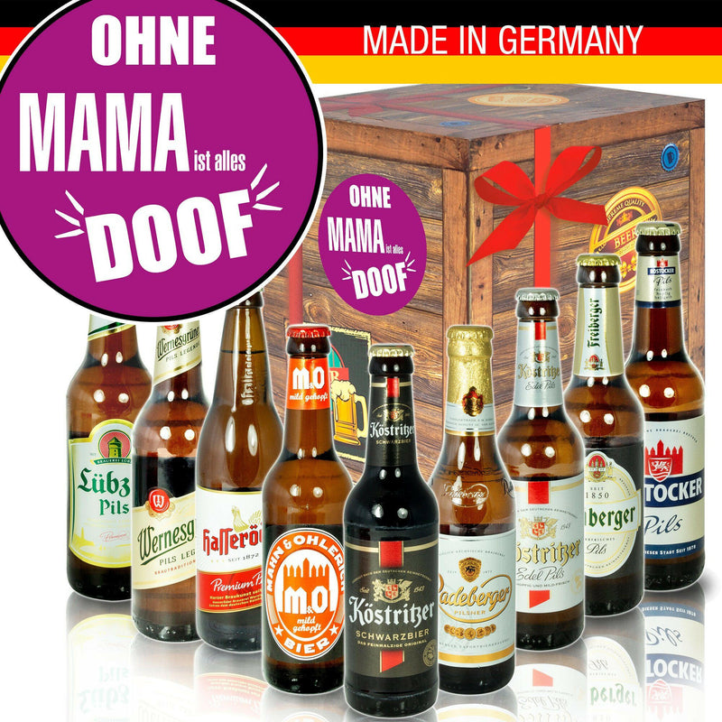 Ohne Mama ist alles doof - Geschenkbox "Ostbiere" 9er Set - Ossiladen I Ostprodukte Versand