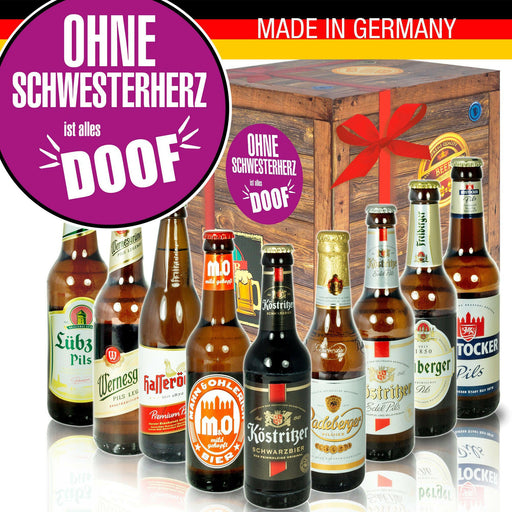 Ohne Schwesterherz - Geschenkbox "Ostbiere" 9er Set - Ossiladen I Ostprodukte Versand