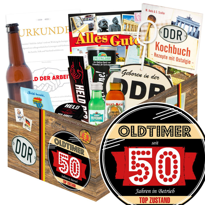 Oldtimer - seit 50 Jahren in Betrieb - Geschenkset Ostpaket "Männer Box" - Ossiladen I Ostprodukte Versand
