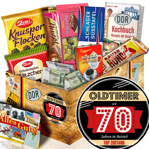 Oldtimer - seit 70 Jahren in Betrieb - Geschenkset Ostpaket "Schokoladenbox M" - Ossiladen I Ostprodukte Versand