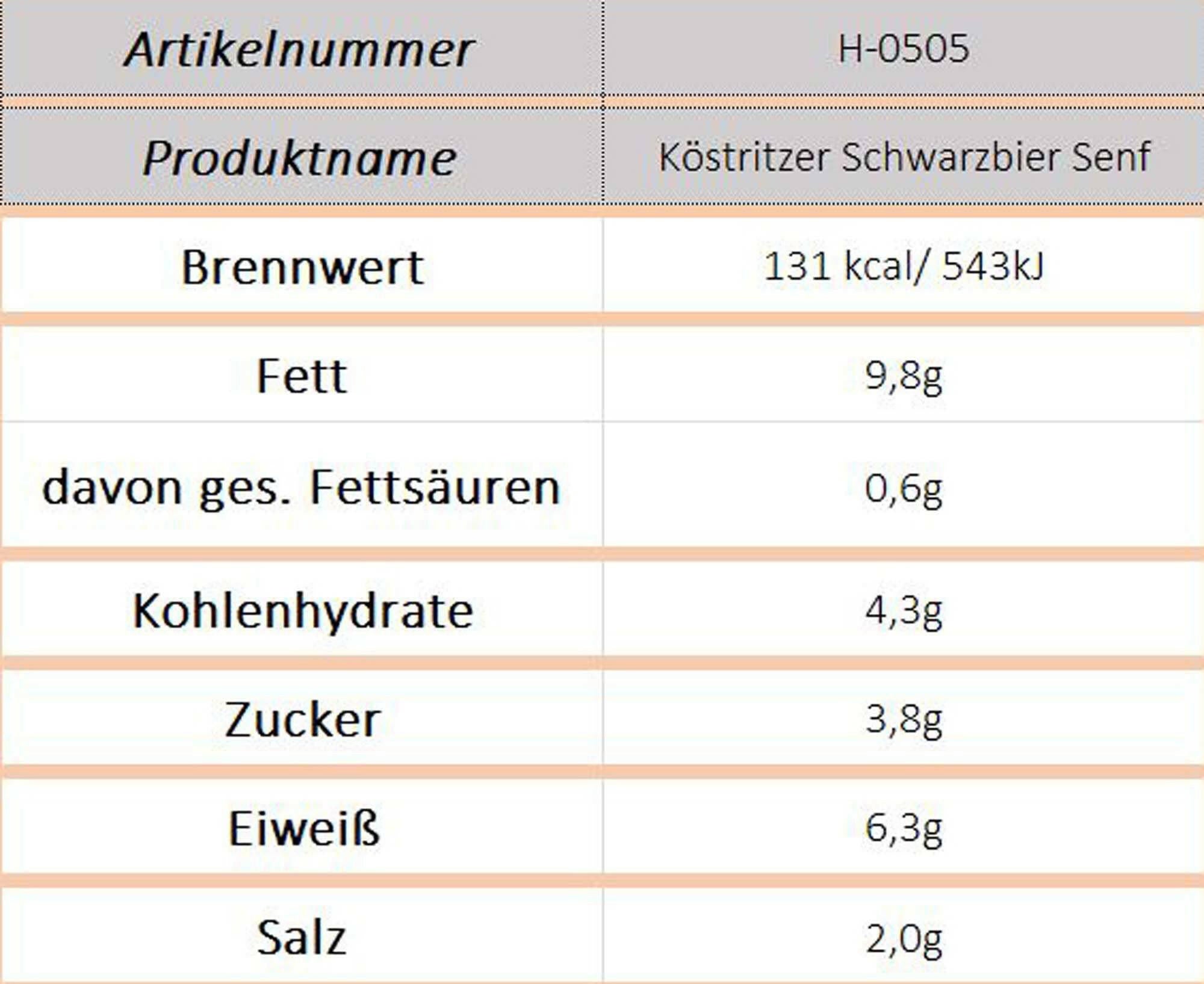 Original Köstritzer Schwarzbier Senf (Altenburger)