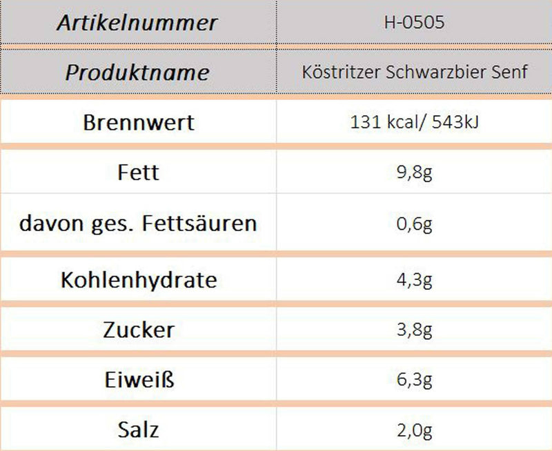 Original Köstritzer Schwarzbier Senf (Altenburger)