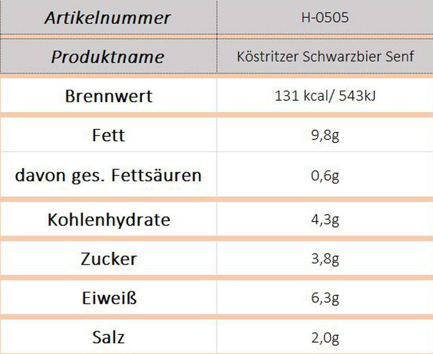 Original Köstritzer Schwarzbier Senf (Altenburger)