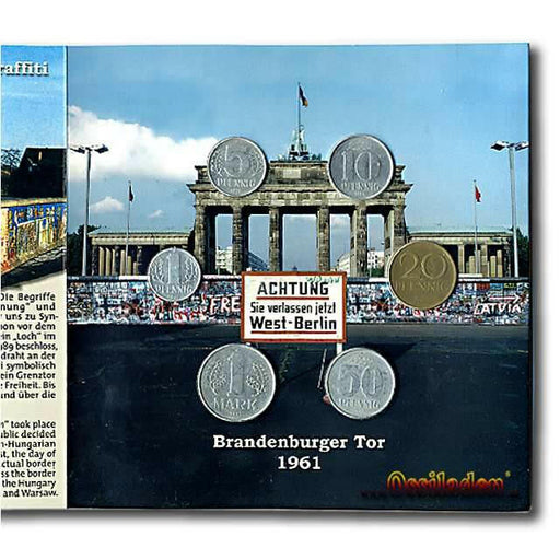 Original Kursmünzen der DDR mit echtem Mauerstück