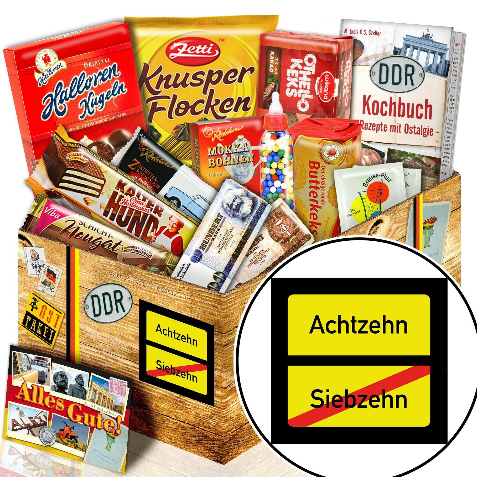 Ortsschild 18 - Süßigkeiten Set DDR L - Ossiladen I Ostprodukte Versand
