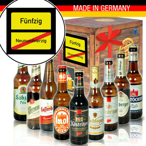 Ortsschild 50 - Geschenkbox "Ostbiere" 9er Set - Ossiladen I Ostprodukte Versand