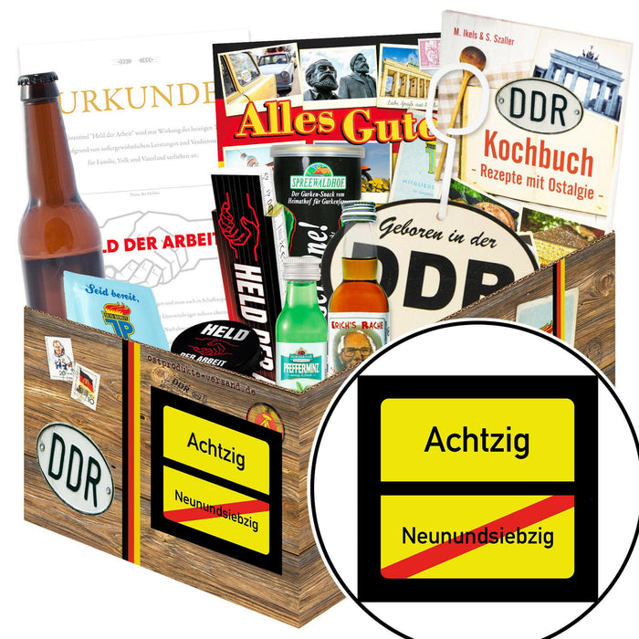 Ortsschild 80 - Geschenkset Ostpaket "Männer Box" - Ossiladen I Ostprodukte Versand