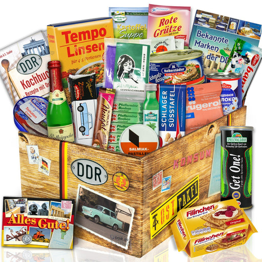 Ostpaket "SPEZIALITÄTEN BOX XXL" mit Buch - Marken der DDR - Ossiladen I Ostprodukte Versand