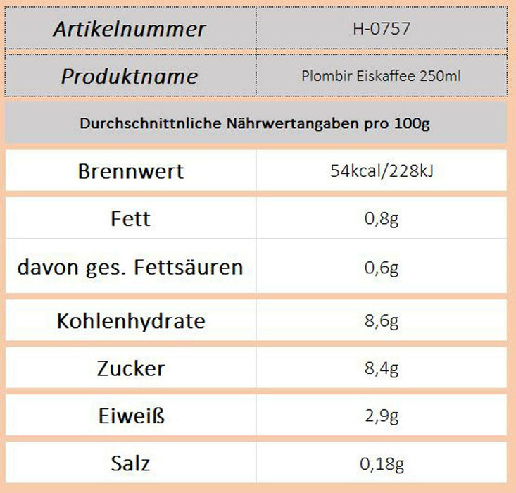 Plombir Eiskaffee 250ml - Ossiladen I Ostprodukte Versand