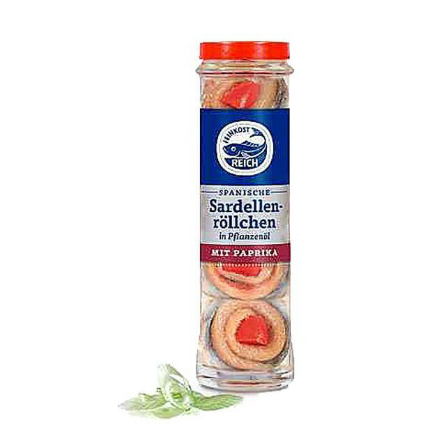 Reich Sardellenröllchen mit Paprika 50g Glas