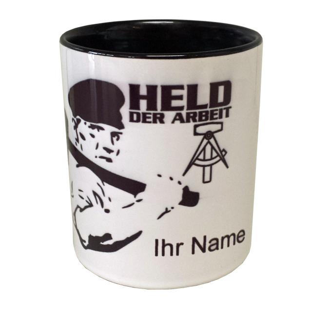 Retro Kaffeebecher - Held der Arbeit - mit Ihren Namen
