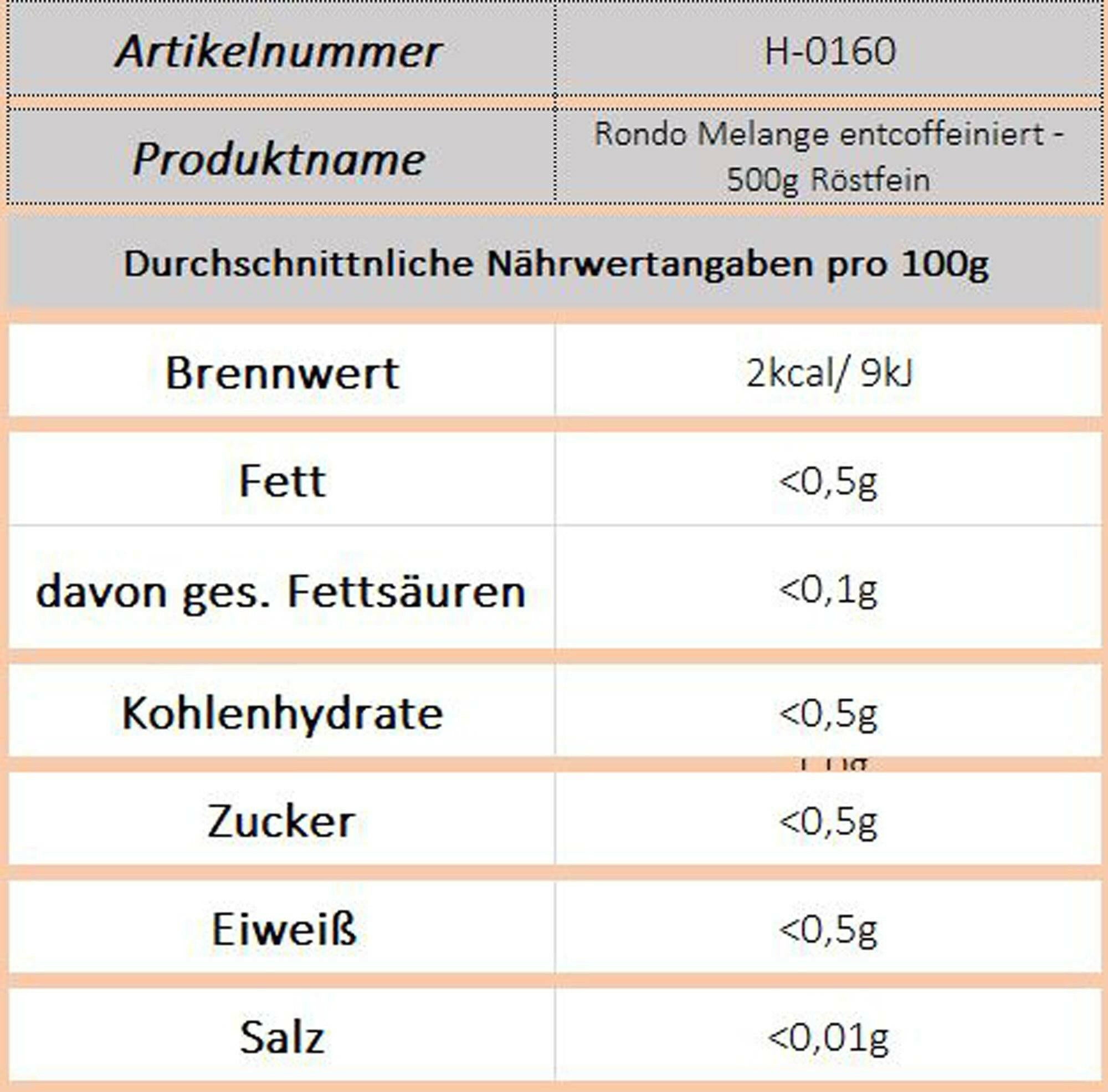 Rondo Melange entcoffeiniert - 500g (Röstfein)