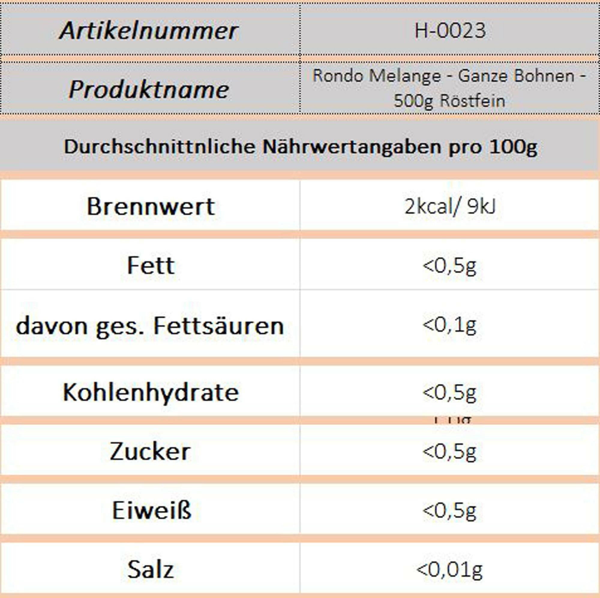 Rondo Melange - Ganze Bohnen - 500g (Röstfein) - Ossiladen I Ostprodukte Versand