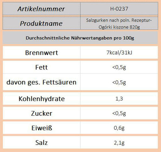 Salzgurken nach poln. Rezeptur-Ogórki kiszone 820g - Ossiladen I Ostprodukte Versand