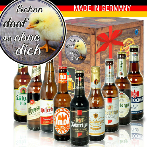 Schon doof so ohne Dich - Geschenkbox "Ostbiere" 9er Set - Ossiladen I Ostprodukte Versand