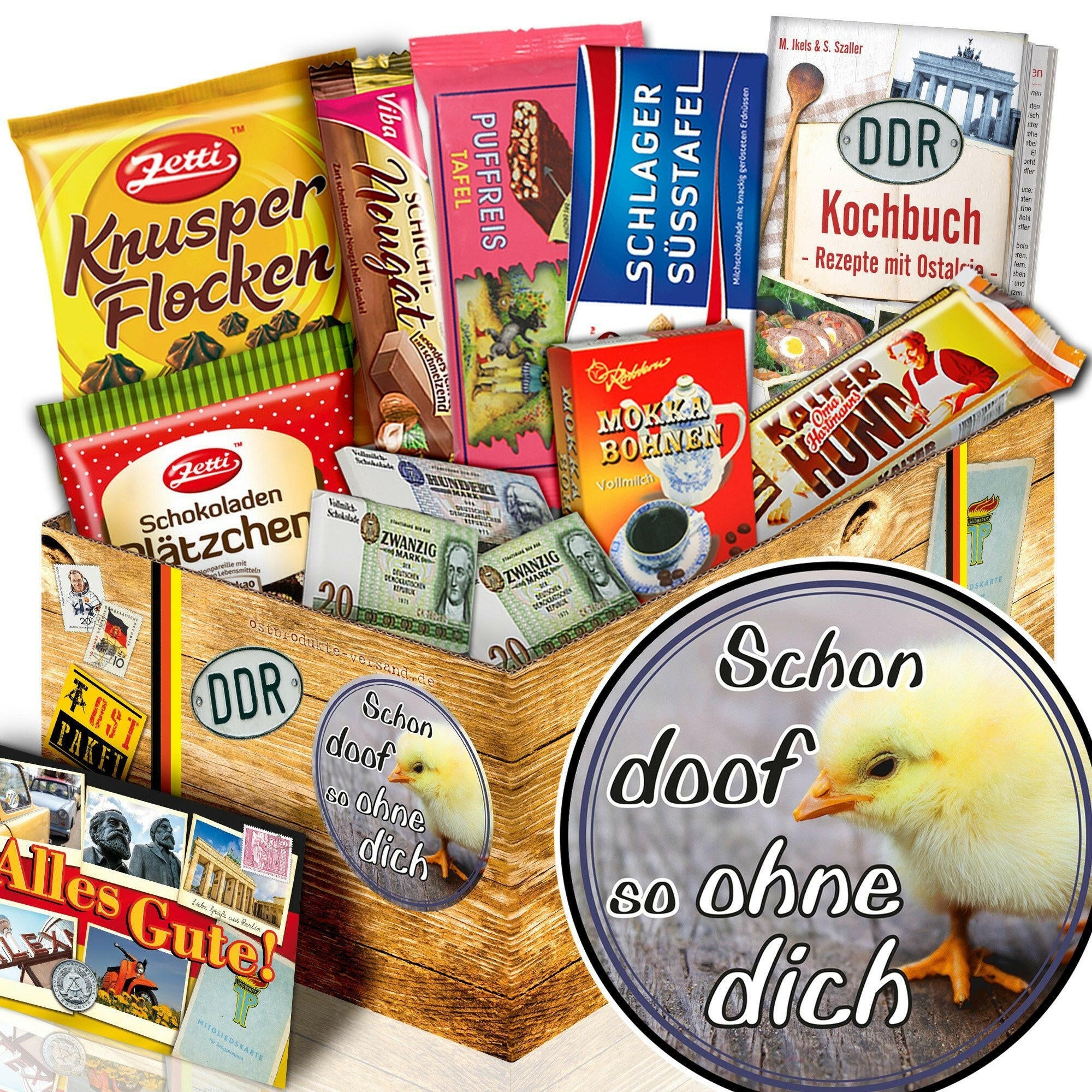 Schon doof so ohne Dich - Geschenkset Ostpaket "Schokoladenbox M" - Ossiladen I Ostprodukte Versand