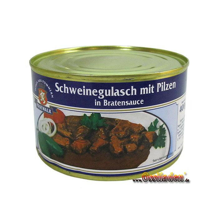 Schweinegulasch mit Pilzen in Bratensoße (Pasewalk)
