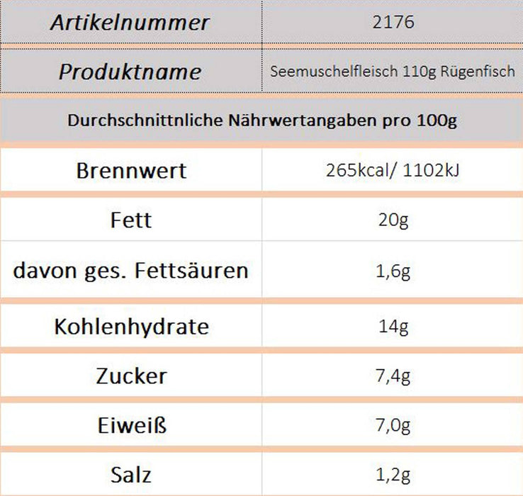 Seemuschelfleisch 110g Rügenfisch - Ossiladen I Ostprodukte Versand