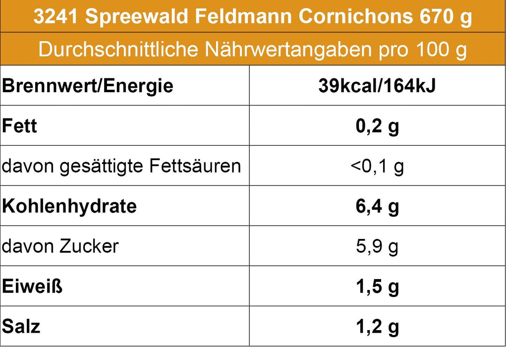Spreewald-Feldmann Cornichons, 670 g - Ossiladen I Ostprodukte Versand