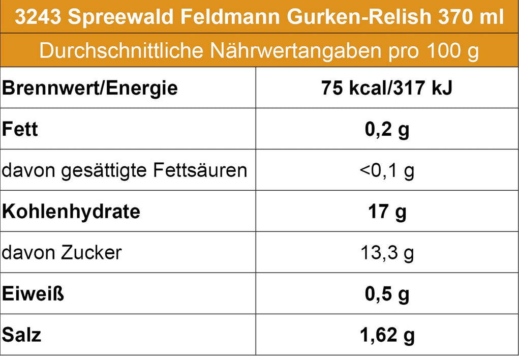 Spreewald Feldmann Gurken-Relish 370ml - Ossiladen I Ostprodukte Versand