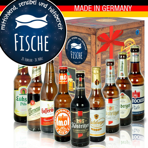 Sternzeichen Fische - Bier Geschenk "Ostbiere" 9er Set - Ossiladen I Ostprodukte Versand