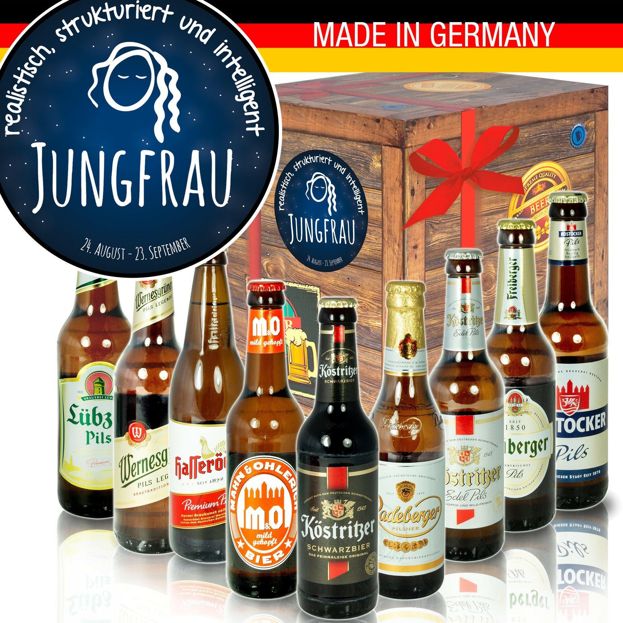 Sternzeichen Jungfrau - Bier Geschenk "Ostbiere" 9er Set - Ossiladen I Ostprodukte Versand