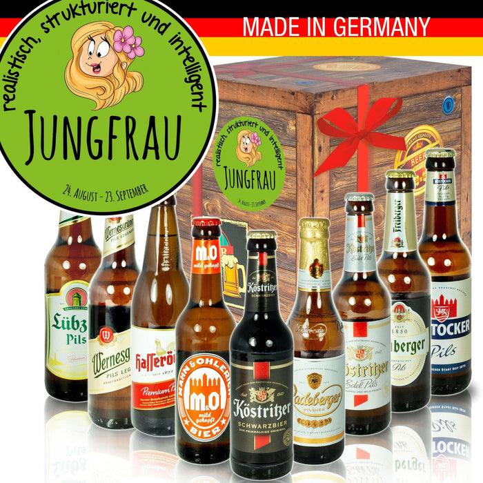 Sternzeichen Jungfrau - Geschenkbox "Ostbiere" 9er Set - Ossiladen I Ostprodukte Versand