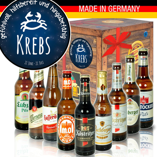 Sternzeichen Krebs - Bier Geschenk "Ostbiere" 9er Set - Ossiladen I Ostprodukte Versand