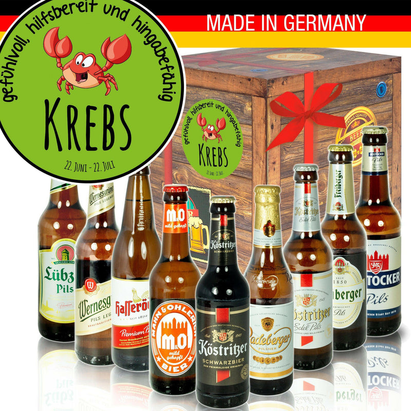 Sternzeichen Krebs - Geschenkbox "Ostbiere" 9er Set - Ossiladen I Ostprodukte Versand