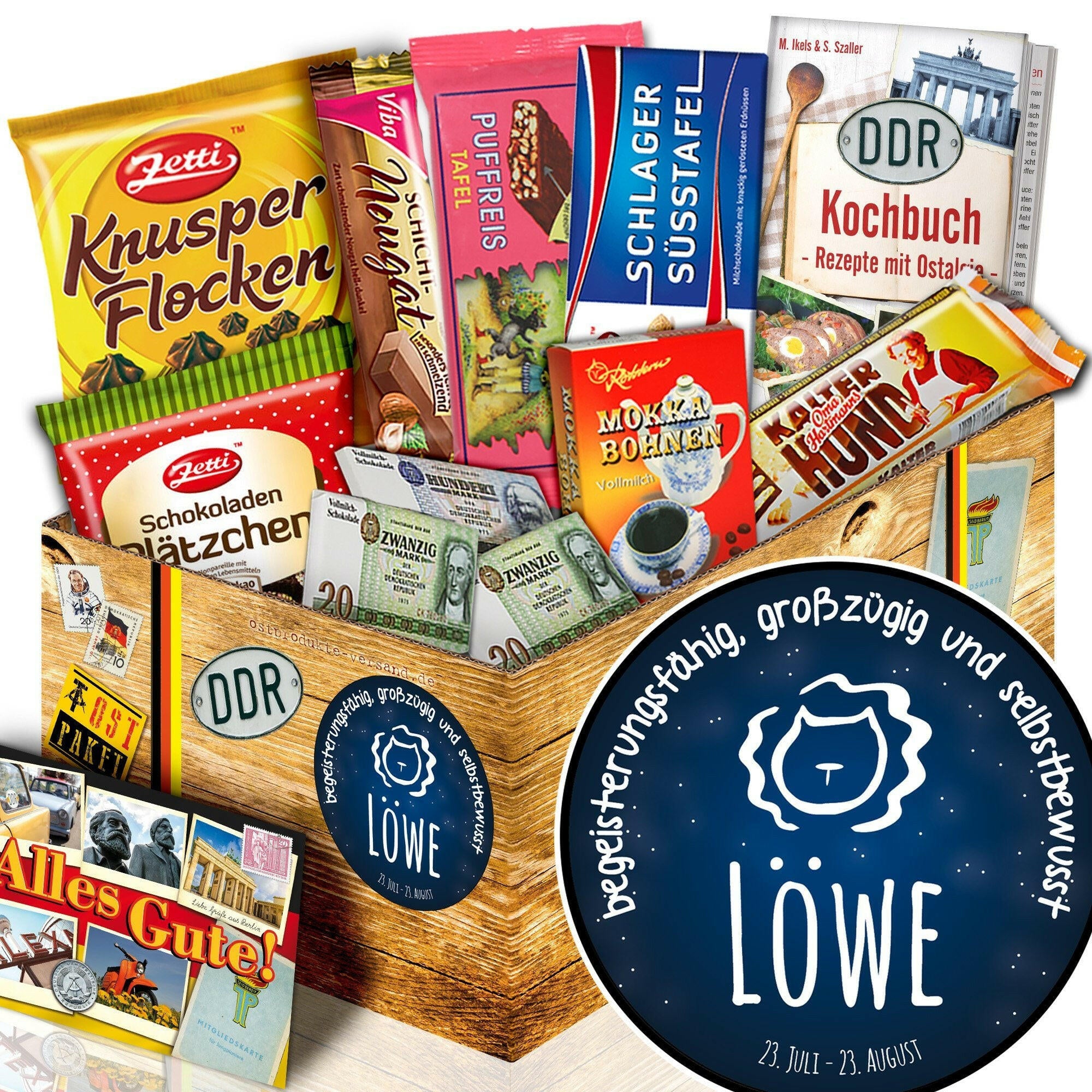 Sternzeichen Löwe - Geschenkset Ostpaket "Schokoladenbox M" - Ossiladen I Ostprodukte Versand