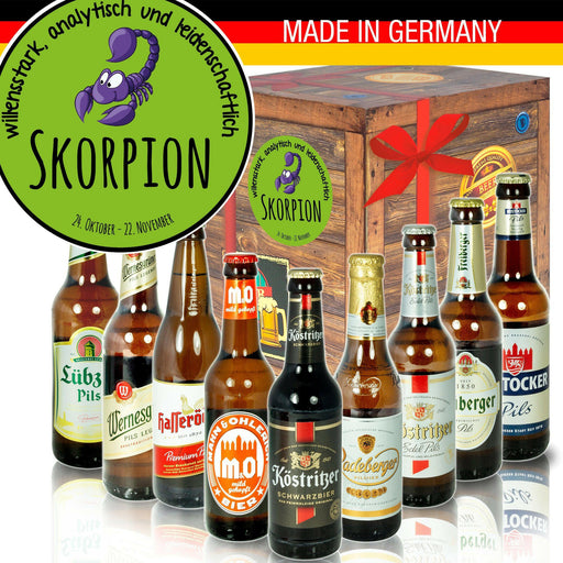 Sternzeichen Skorpion - Geschenkbox "Ostbiere" 9er Set - Ossiladen I Ostprodukte Versand