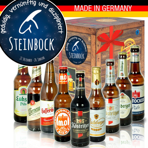 Sternzeichen Steinbock - Bier Geschenk "Ostbiere" 9er Set - Ossiladen I Ostprodukte Versand