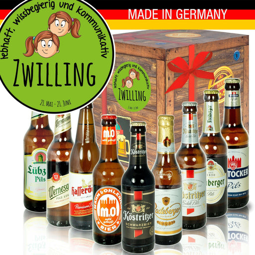Sternzeichen Zwilling - Geschenkbox "Ostbiere" 9er Set - Ossiladen I Ostprodukte Versand