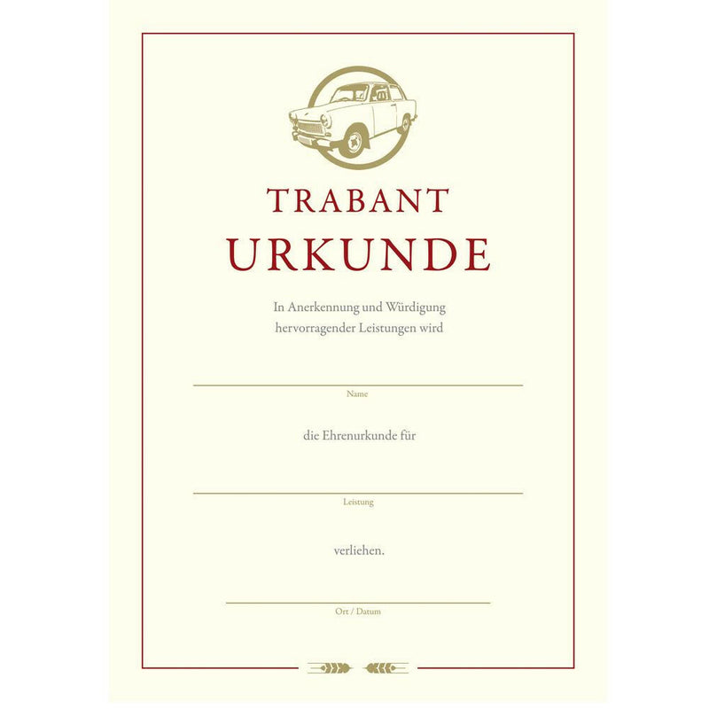 Trabi Urkunde - Ossiladen I Ostprodukte Versand