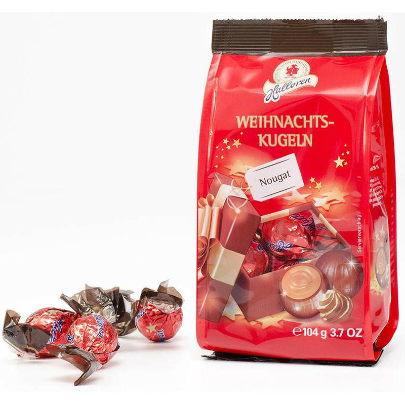 Weihnachtskugeln Nougat Halloren