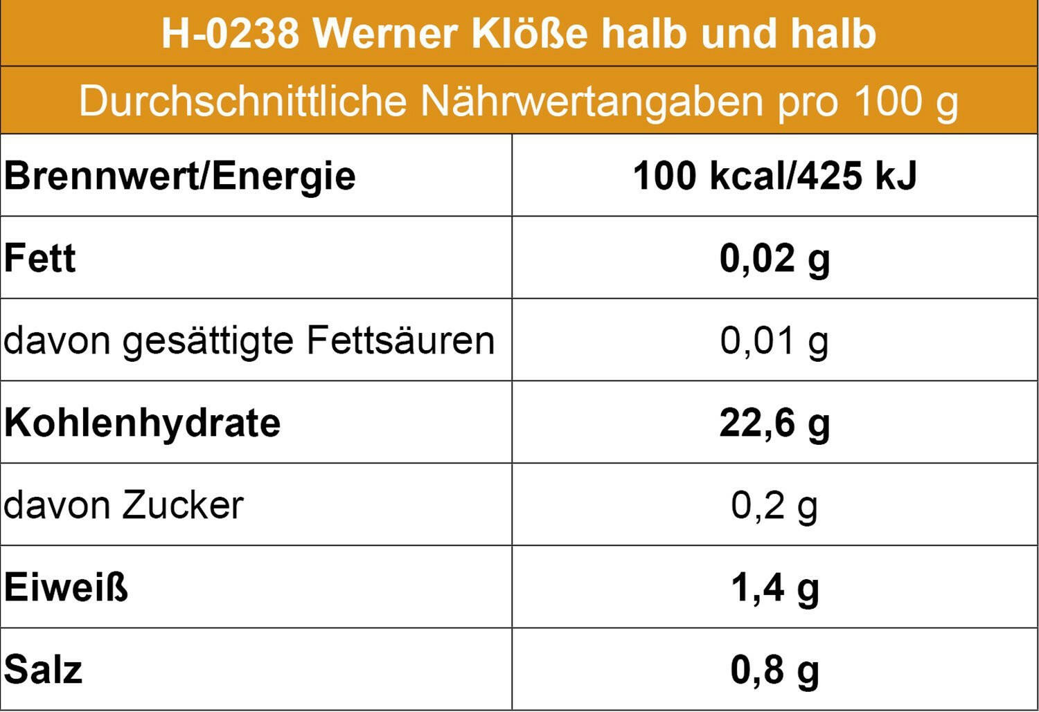 Werner Klöße halb und halb, 8 Klöße - Ossiladen I Ostprodukte Versand