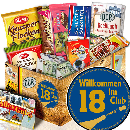 Wilkommen im Club 18 - Geschenkset Ostpaket "Schokoladenbox M" - Ossiladen I Ostprodukte Versand