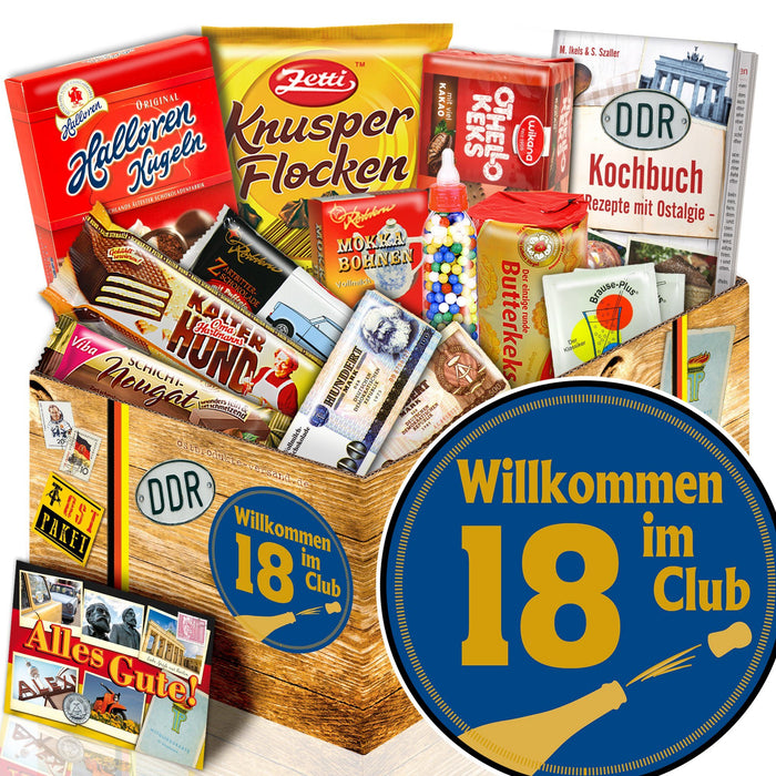 Wilkommen im Club 18 - Süßigkeiten Set DDR L - Ossiladen I Ostprodukte Versand
